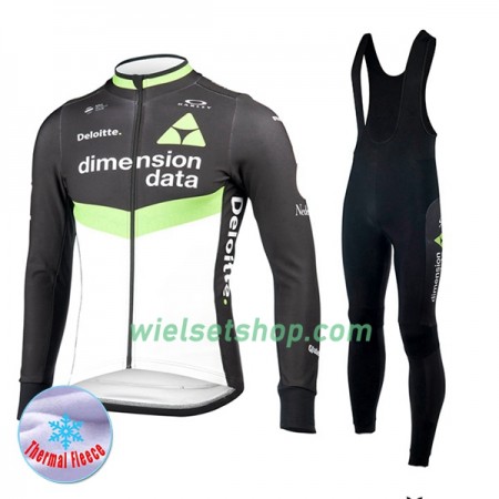 Fietskleding (Fietsshirt Lange Mouw + Lange Koersbroek) 2017 Dimension Data N001 Winter Thermal Fleece